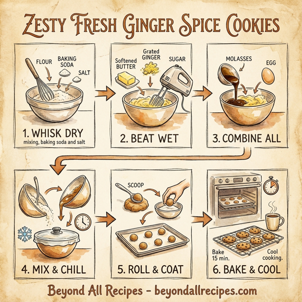 Zesty Fresh Ginger Spice Cookies instructions