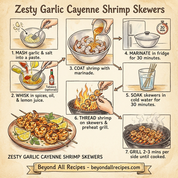 Zesty Garlic Cayenne Shrimp Skewers instructions