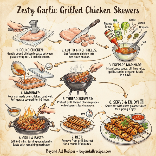 Zesty Garlic Grilled Chicken Skewers instructions