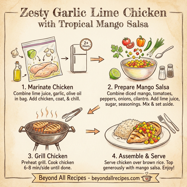 Zesty Garlic Lime Chicken with Tropical Mango Salsa instructions