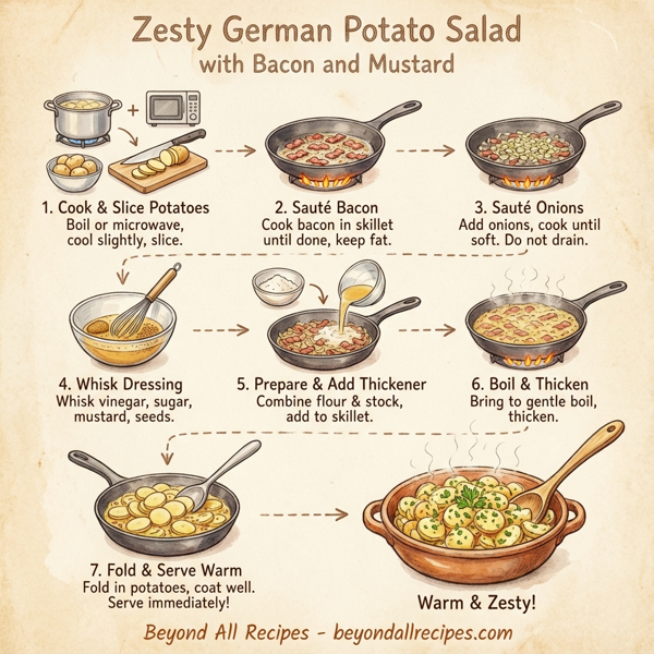 Zesty German Potato Salad with Bacon and Mustard instructions