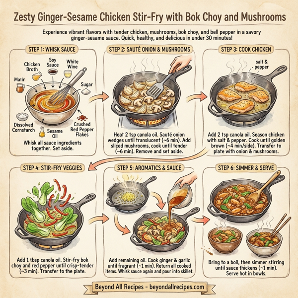 Zesty Ginger-Sesame Chicken Stir-Fry with Bok Choy and Mushrooms instructions
