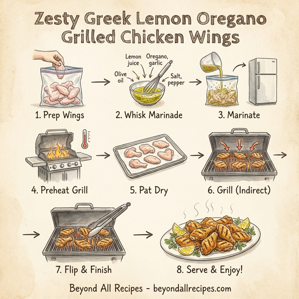 Zesty Greek Lemon Oregano Grilled Chicken Wings instructions