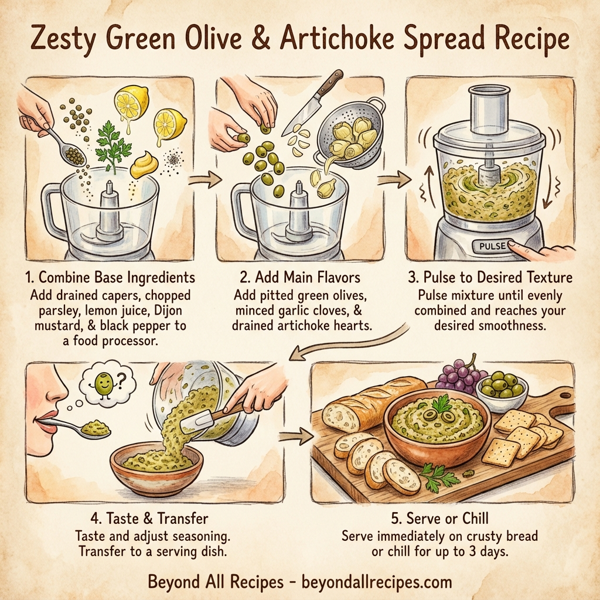 Zesty Green Olive & Artichoke Spread instructions