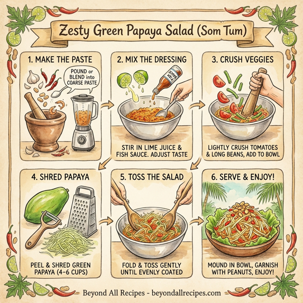 Zesty Green Papaya Salad (Som Tum) instructions