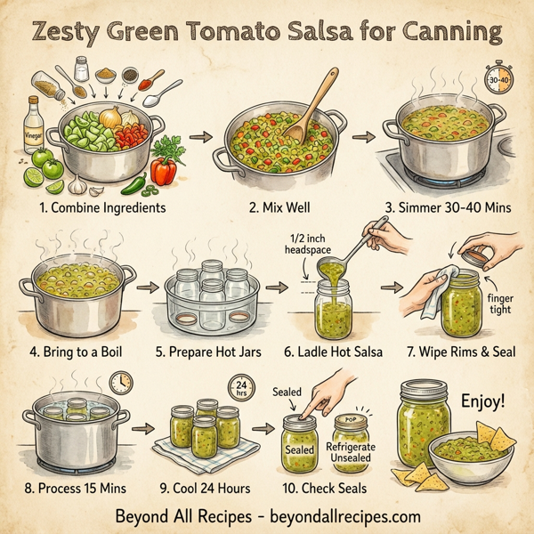 Zesty Green Tomato Salsa for Canning instructions
