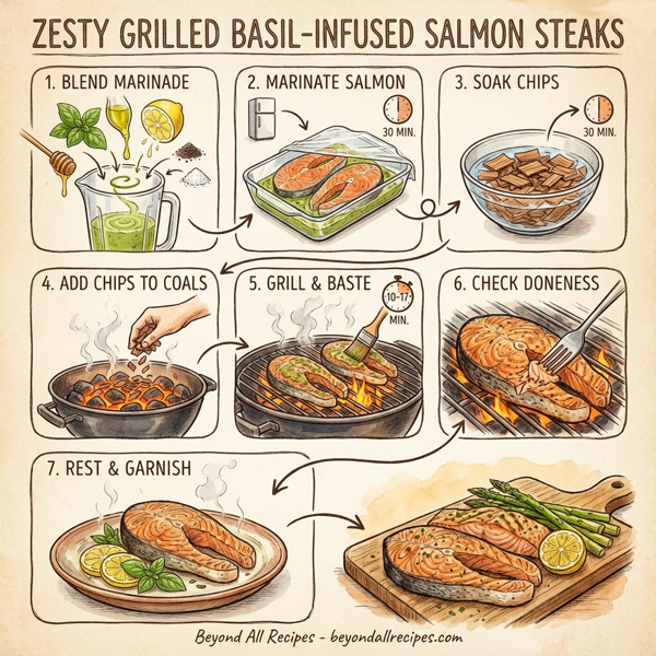 Zesty Grilled Basil-Infused Salmon Steaks instructions
