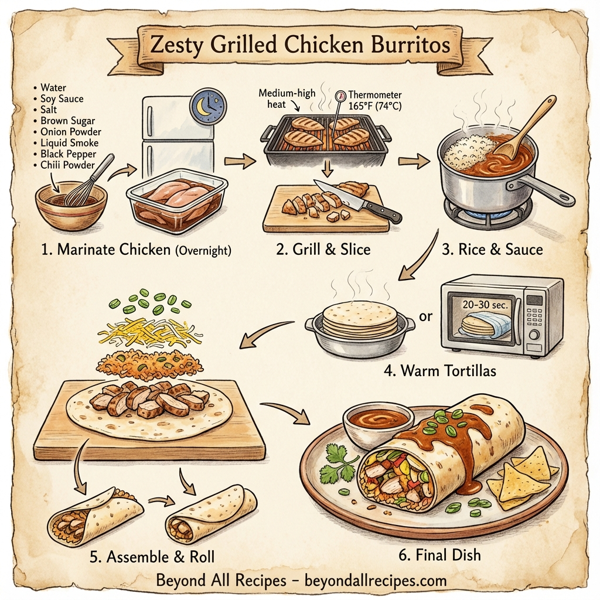 Zesty Grilled Chicken Burritos instructions