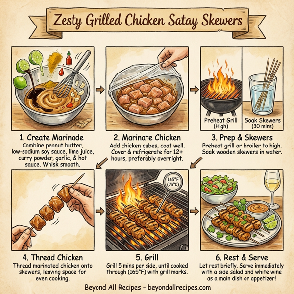 Zesty Grilled Chicken Satay Skewers instructions