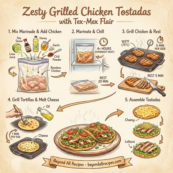 Zesty Grilled Chicken Tostadas with Tex-Mex Flair instructions