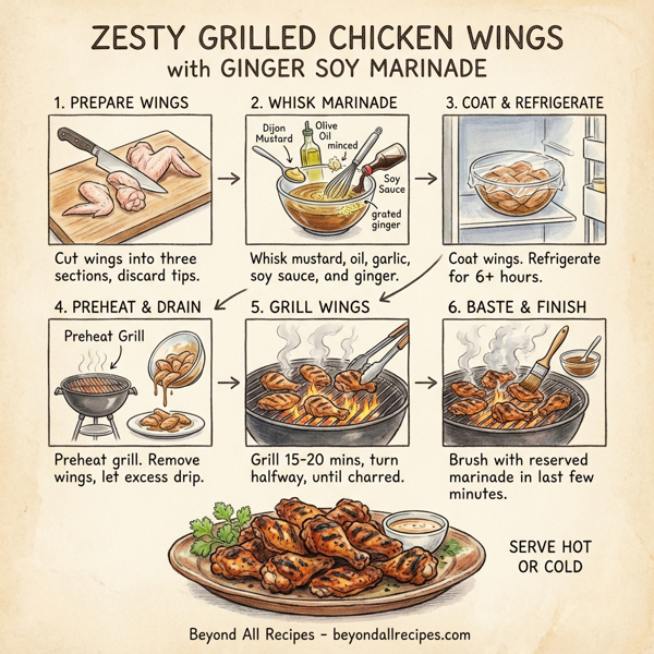 Zesty Grilled Chicken Wings with Ginger Soy Marinade instructions