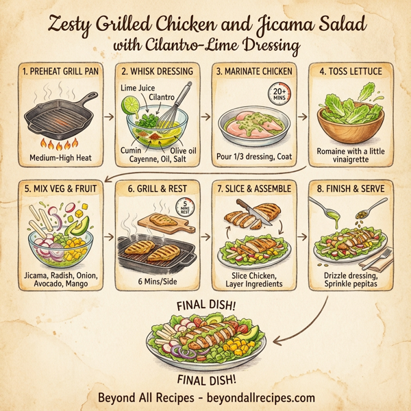 Zesty Grilled Chicken and Jicama Salad with Cilantro-Lime Dressing instructions