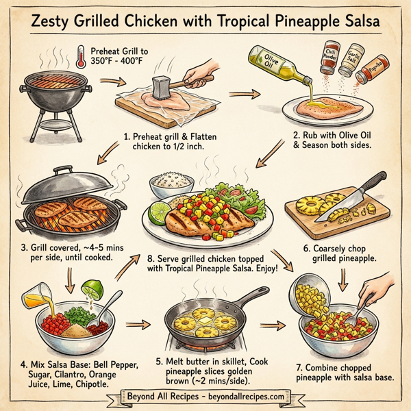 Zesty Grilled Chicken with Tropical Pineapple Salsa instructions