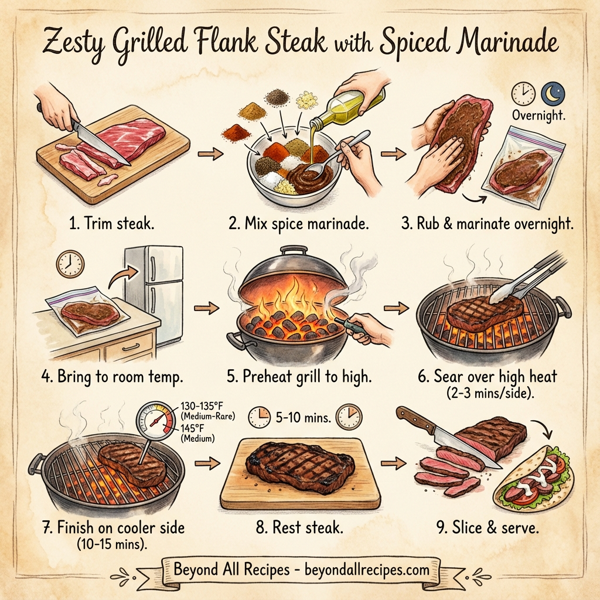 Zesty Grilled Flank Steak with Spiced Marinade instructions