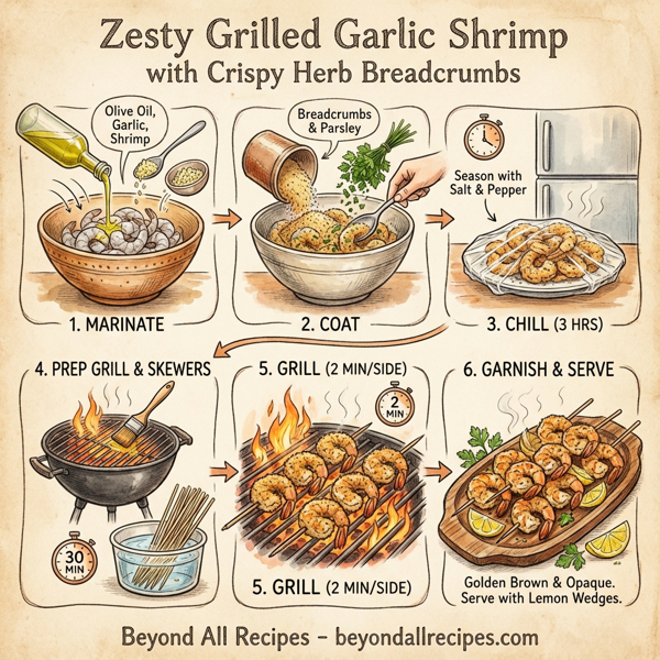 Zesty Grilled Garlic Shrimp with Crispy Herb Breadcrumbs instructions