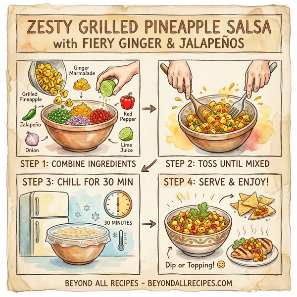 Zesty Grilled Pineapple Salsa with Fiery Ginger & Jalapeños instructions