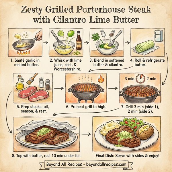 Zesty Grilled Porterhouse Steak with Cilantro Lime Butter instructions