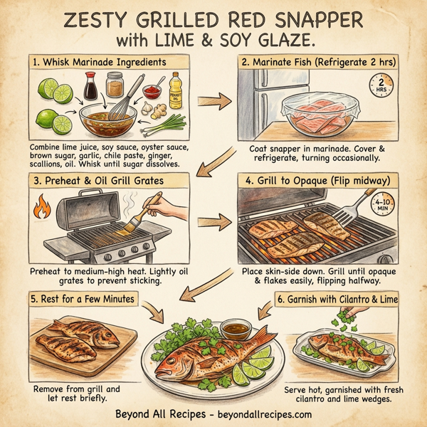 Zesty Grilled Red Snapper with Lime and Soy Glaze instructions
