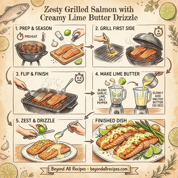 Zesty Grilled Salmon with Creamy Lime Butter Drizzle instructions