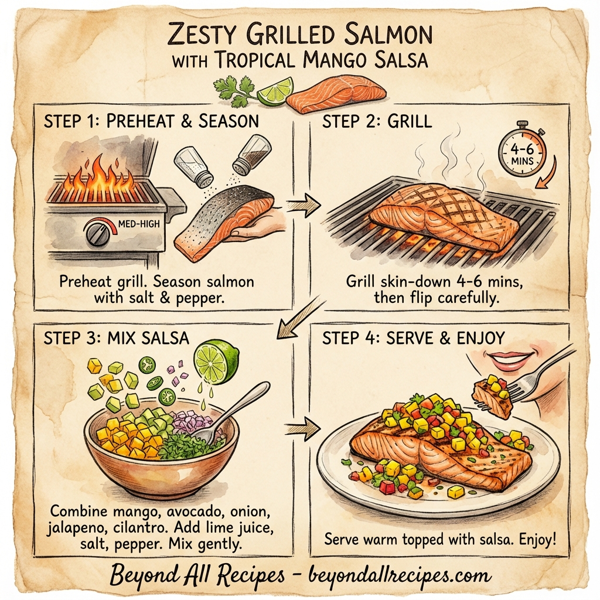 Zesty Grilled Salmon with Tropical Mango Salsa instructions