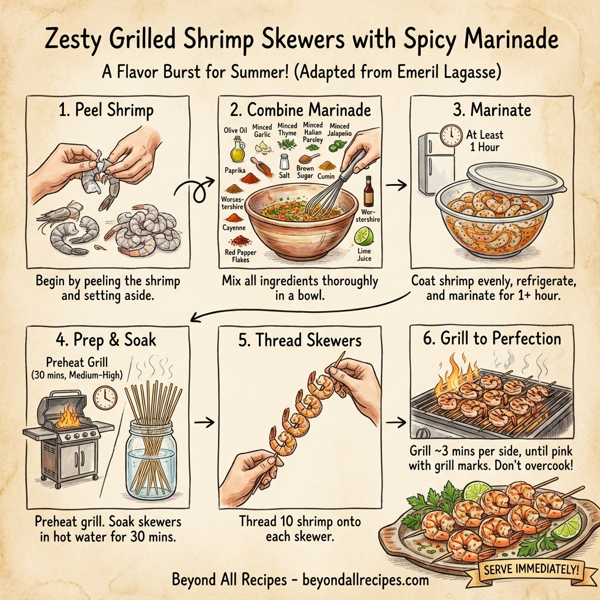 Zesty Grilled Shrimp Skewers with Spicy Marinade instructions