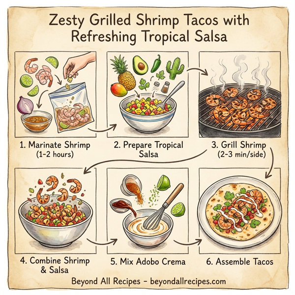 Zesty Grilled Shrimp Tacos with Refreshing Tropical Salsa instructions