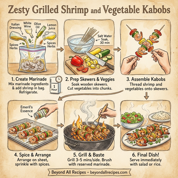 Zesty Grilled Shrimp and Vegetable Kabobs instructions