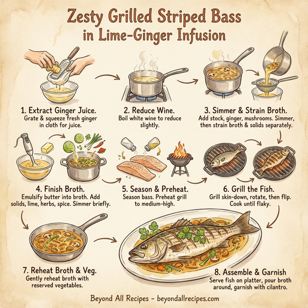 Zesty Grilled Striped Bass in Lime-Ginger Infusion instructions