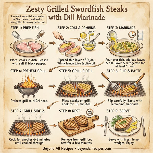 Zesty Grilled Swordfish Steaks with Dill Marinade instructions