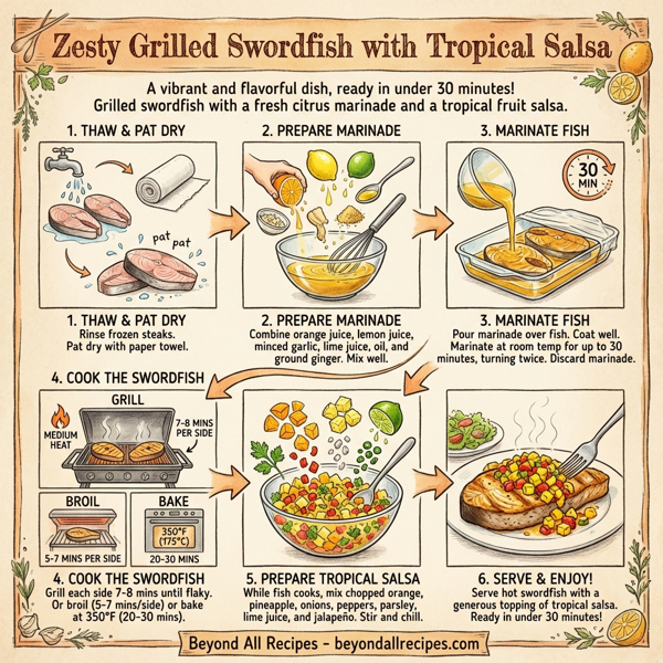 Zesty Grilled Swordfish with Tropical Salsa instructions
