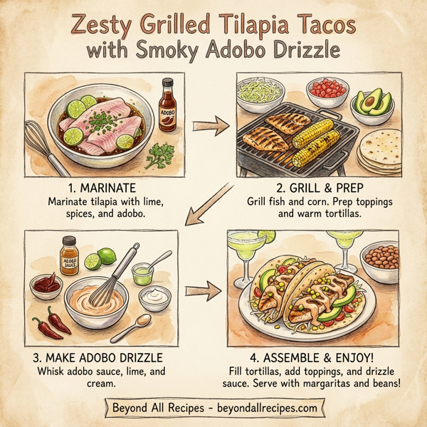 Zesty Grilled Tilapia Tacos with Smoky Adobo Drizzle instructions