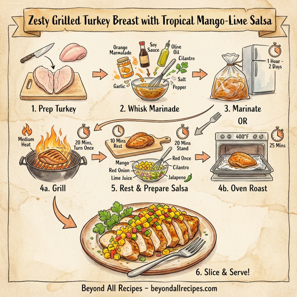 Zesty Grilled Turkey Breast with Tropical Mango-Lime Salsa instructions