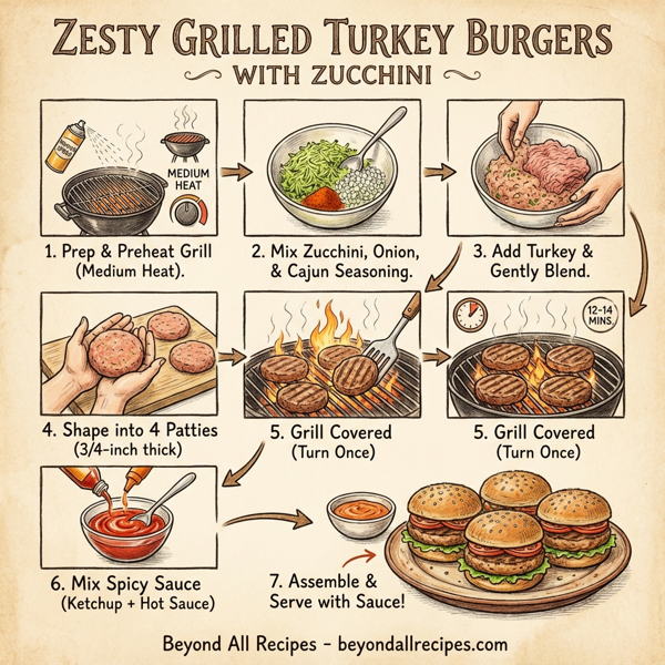 Zesty Grilled Turkey Burgers with Zucchini instructions