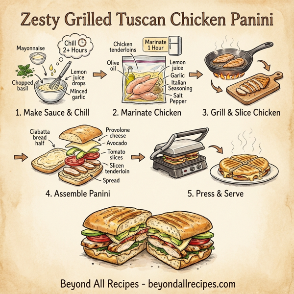 Zesty Grilled Tuscan Chicken Panini instructions