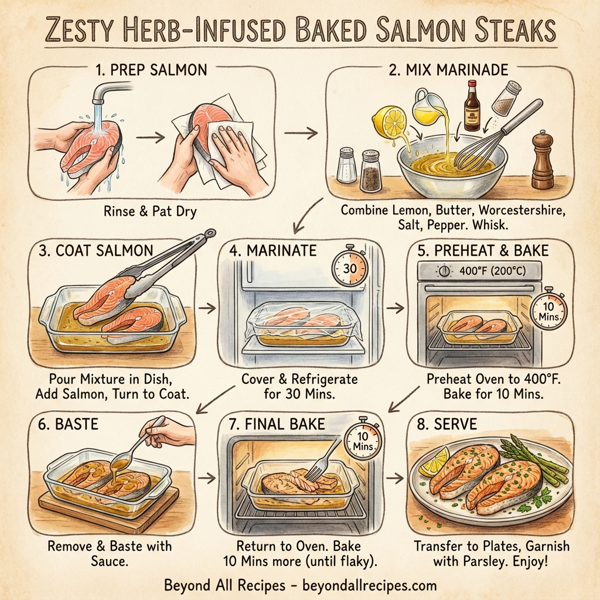 Zesty Herb-Infused Baked Salmon Steaks instructions