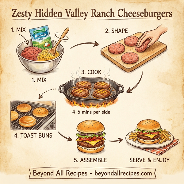 Zesty Hidden Valley Ranch Cheeseburgers instructions