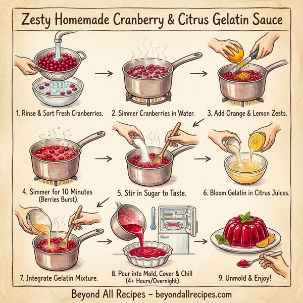 Zesty Homemade Cranberry & Citrus Gelatin Sauce instructions