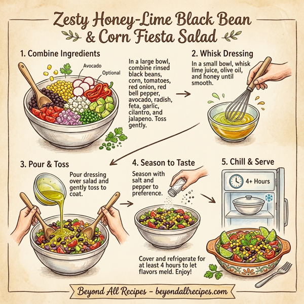 Zesty Honey-Lime Black Bean & Corn Fiesta Salad instructions