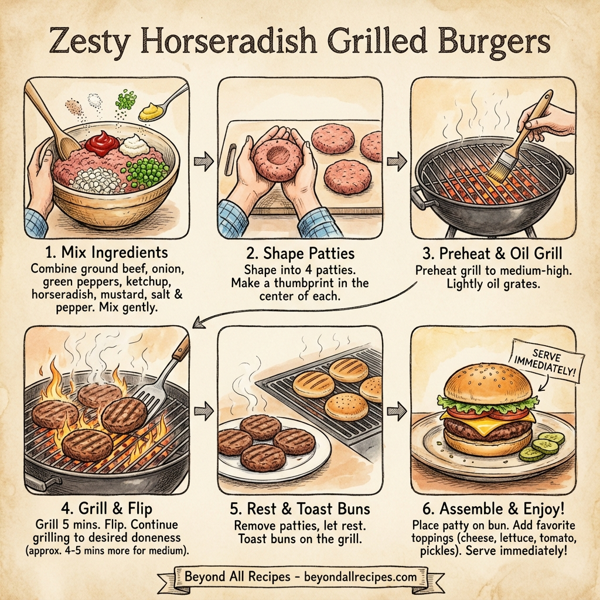 Zesty Horseradish Grilled Burgers instructions