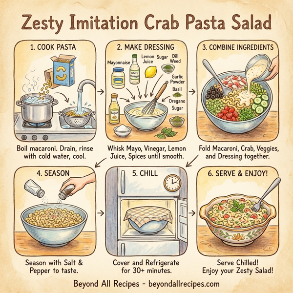 Zesty Imitation Crab Pasta Salad instructions