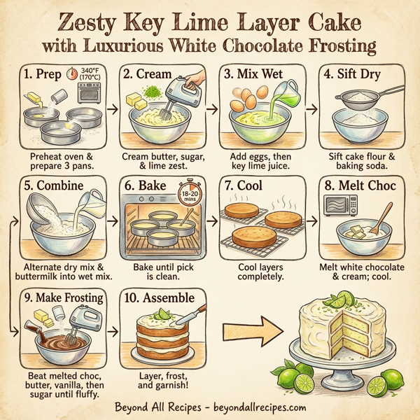 Zesty Key Lime Layer Cake with Luxurious White Chocolate Frosting instructions