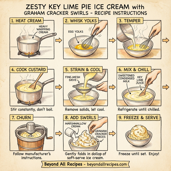 Zesty Key Lime Pie Ice Cream with Graham Cracker Swirls instructions