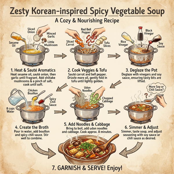 Zesty Korean-inspired Spicy Vegetable Soup instructions