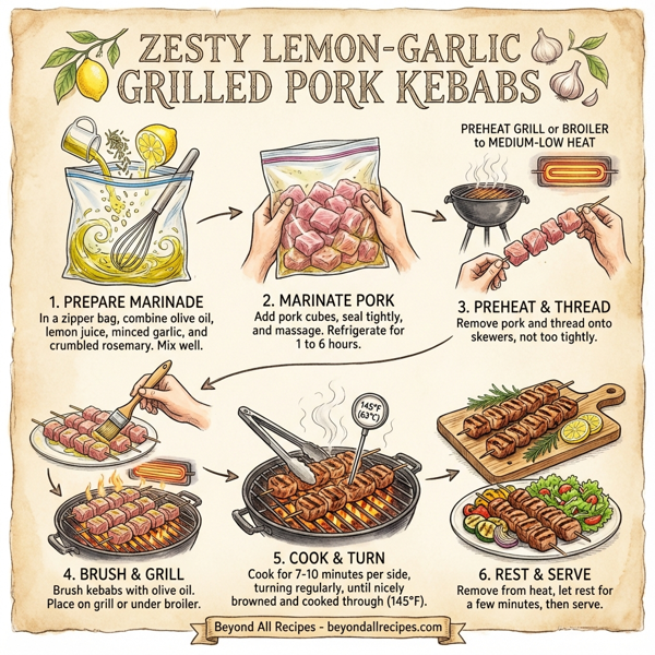 Zesty Lemon-Garlic Grilled Pork Kebabs instructions