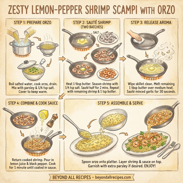 Zesty Lemon-Pepper Shrimp Scampi with Orzo instructions