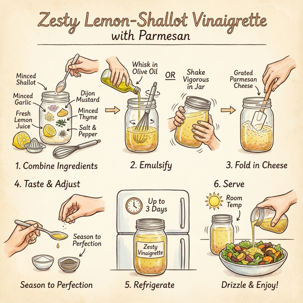 Zesty Lemon-Shallot Vinaigrette with Parmesan instructions