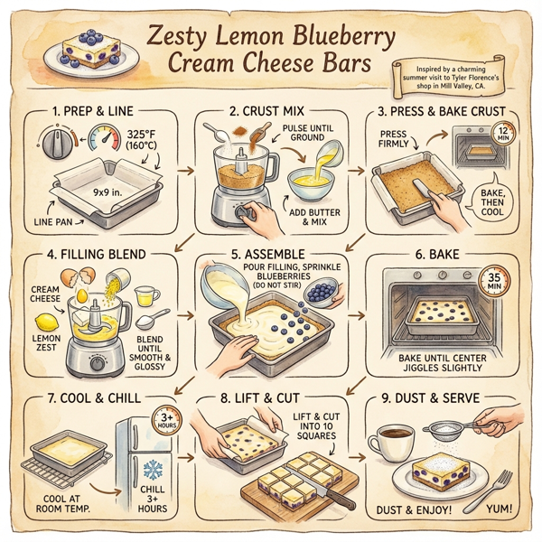 Zesty Lemon Blueberry Cream Cheese Bars instructions