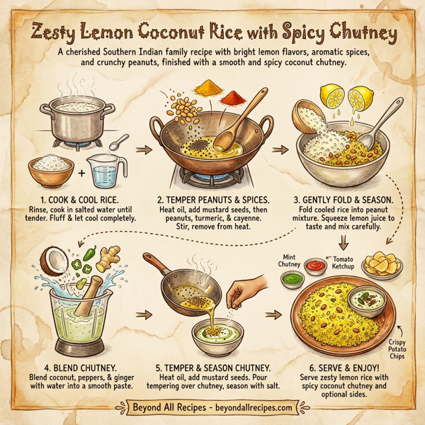 Zesty Lemon Coconut Rice with Spicy Chutney instructions