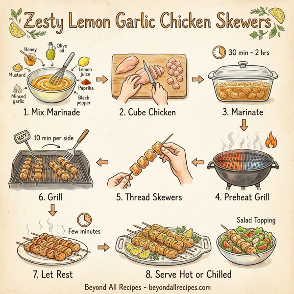 Zesty Lemon Garlic Chicken Skewers instructions