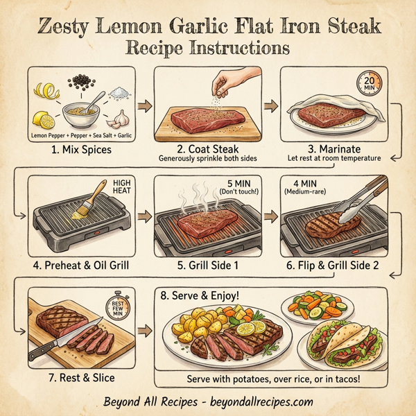Zesty Lemon Garlic Flat Iron Steak instructions